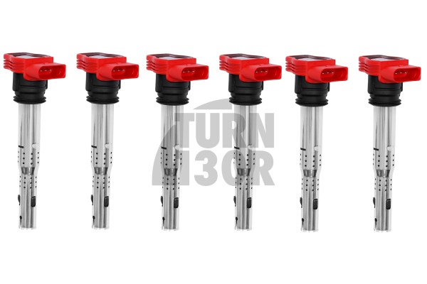 NGK red coil packs designed for Audi RS4/S4 B5 and S4/S5 B8 models, compatible with Audi R8