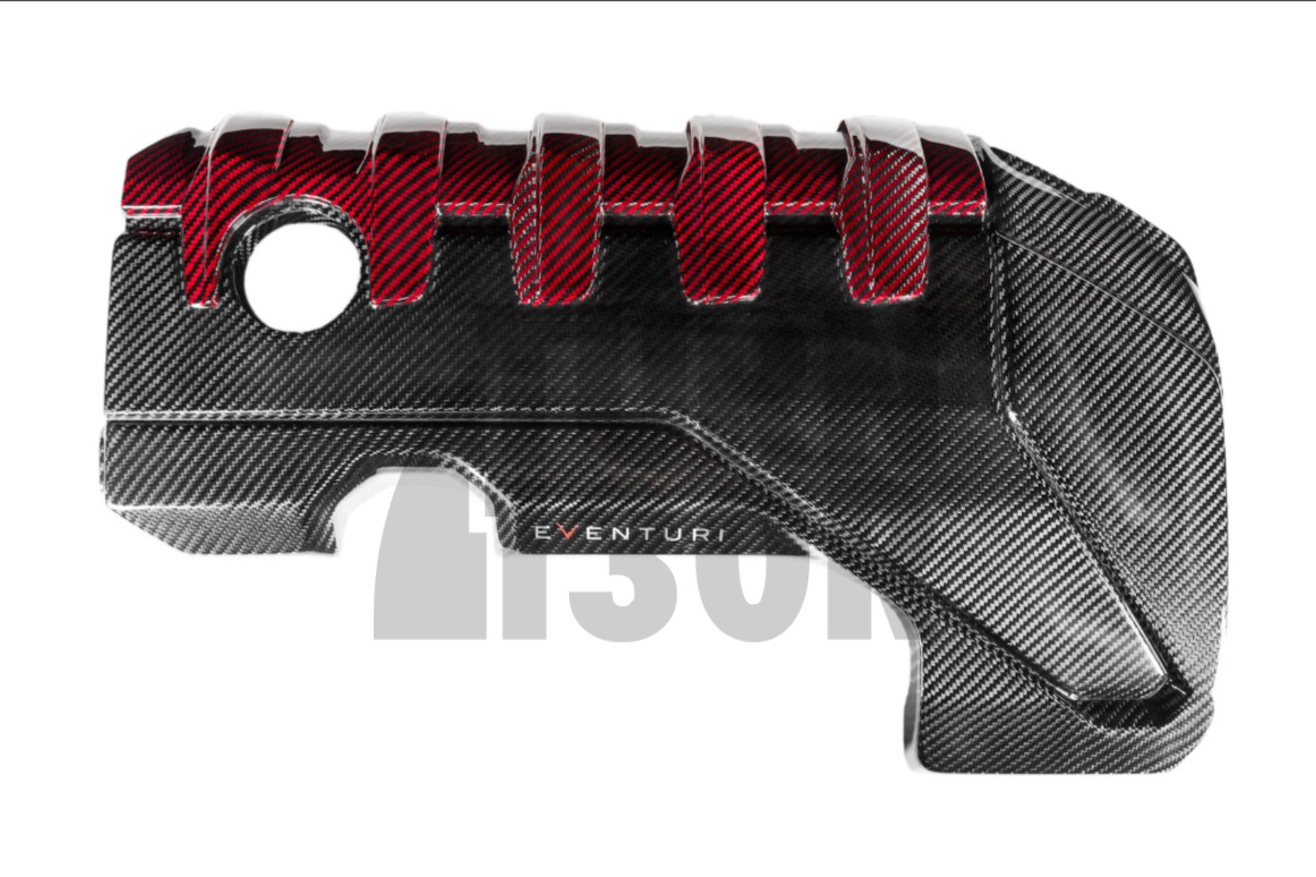 Eventuri Carbon Fiber / Red Kevlar Engine Cover for Audi RS3 8V.5 / TTRS 8S and RS3 8Y