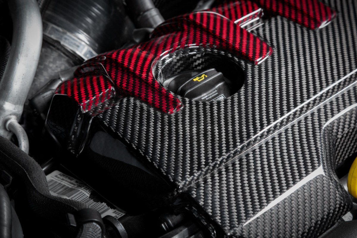 Eventuri Carbon Fiber / Red Kevlar Engine Cover for Audi RS3 8V.5 / TTRS 8S and RS3 8Y