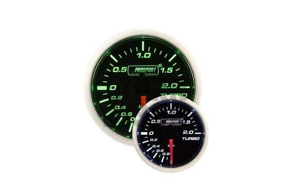 52mm mechanical boost gauge green / white Prosport 