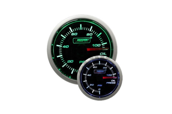 52mm Oil Pressure Gauge Green / White Prosport 