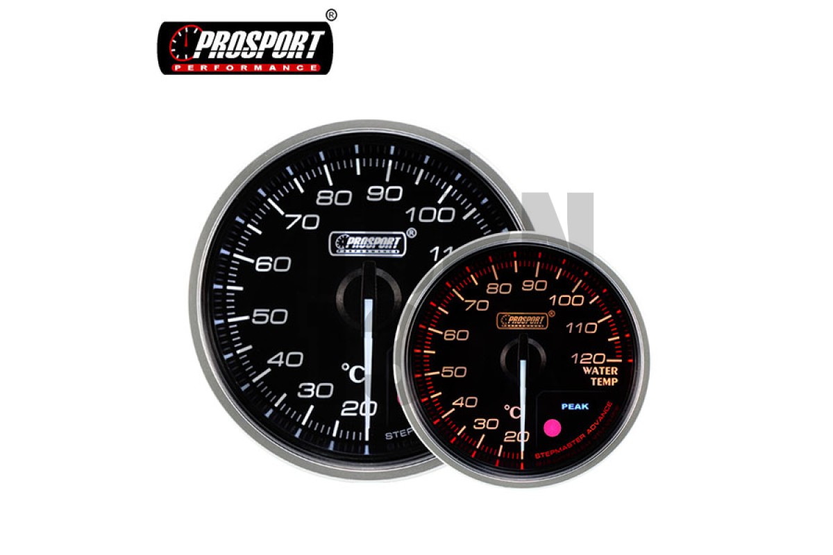 60mm Red / White Water Temperature Gauge Prosport Supreme