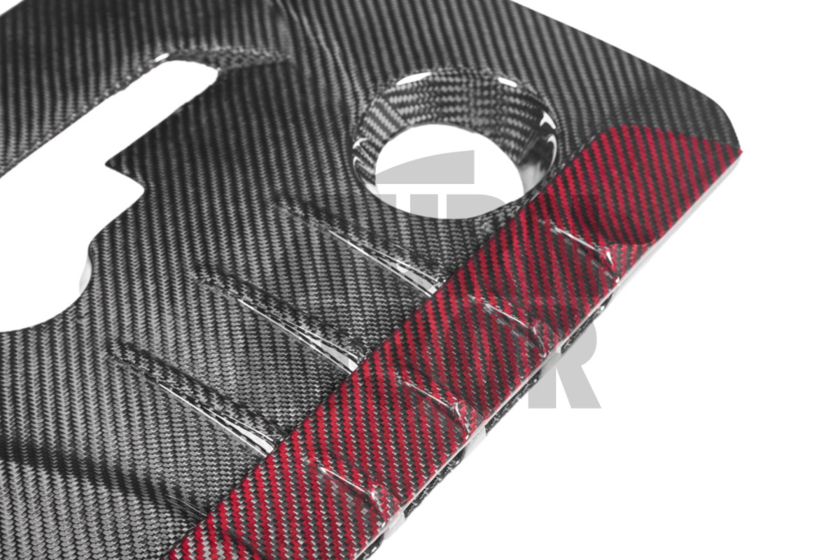 Eventuri Carbon Fiber / Red Kevlar Engine Cover for Toyota Yaris GR