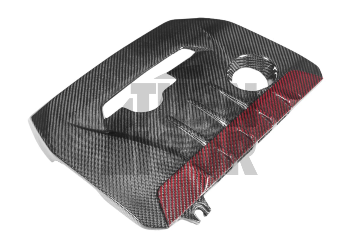 Eventuri Carbon Fiber / Red Kevlar Engine Cover for Toyota Yaris GR