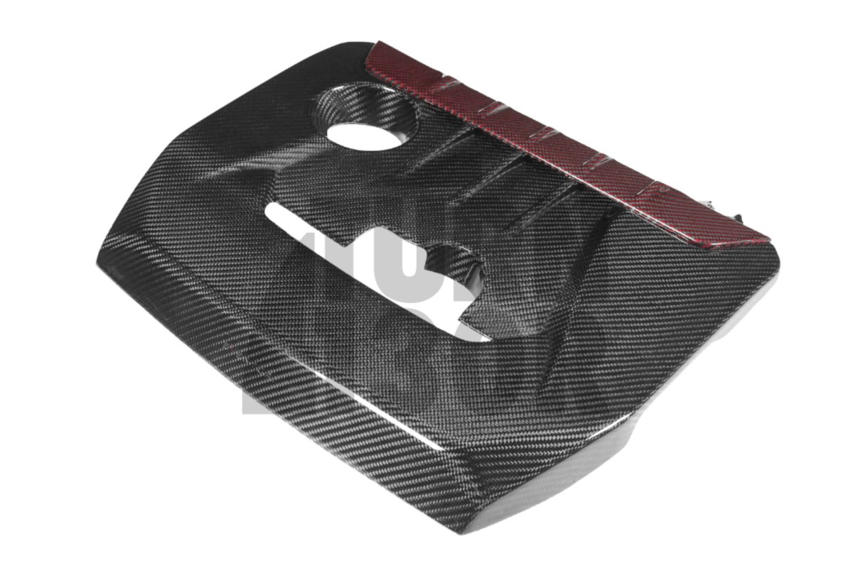 Eventuri Carbon Fiber / Red Kevlar Engine Cover for Toyota Yaris GR