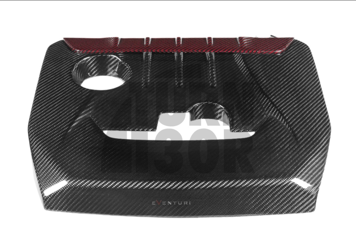 Eventuri Carbon Fiber / Red Kevlar Engine Cover for Toyota Yaris GR